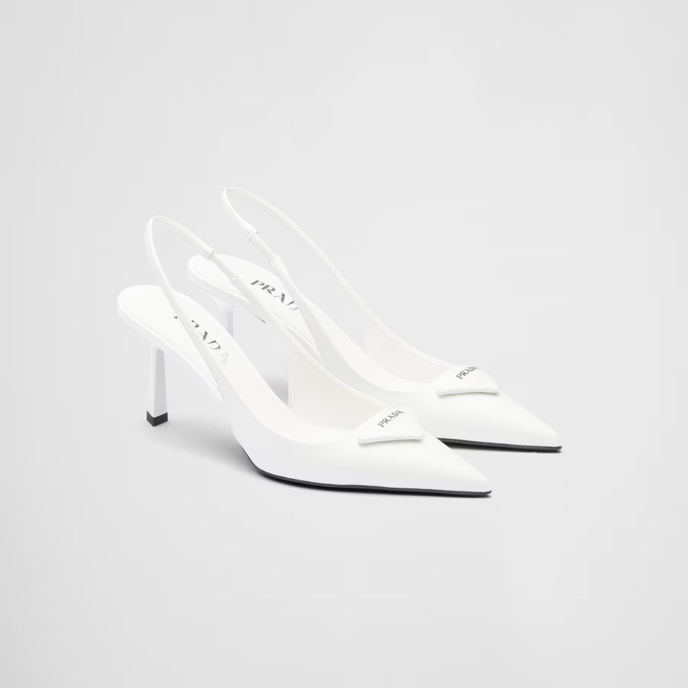 Prada Brushed Leather Slingback Pumps